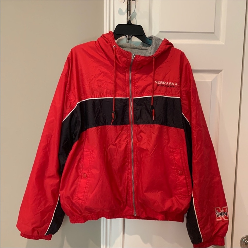 Nebraska Cornhuskers Zip Down Large Windbreaker